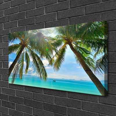 Photo sur toile Palmiers mer paysage brun vert bleu