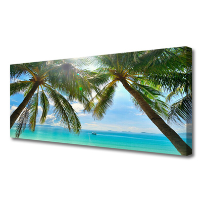 Photo sur toile Palmiers mer paysage brun vert bleu