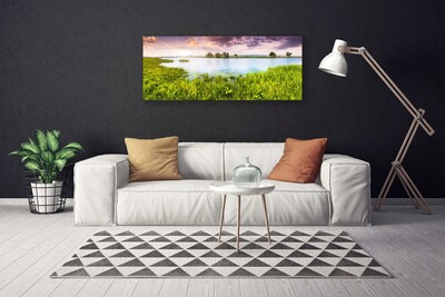 Photo sur toile Lac herbe nature vert bleu