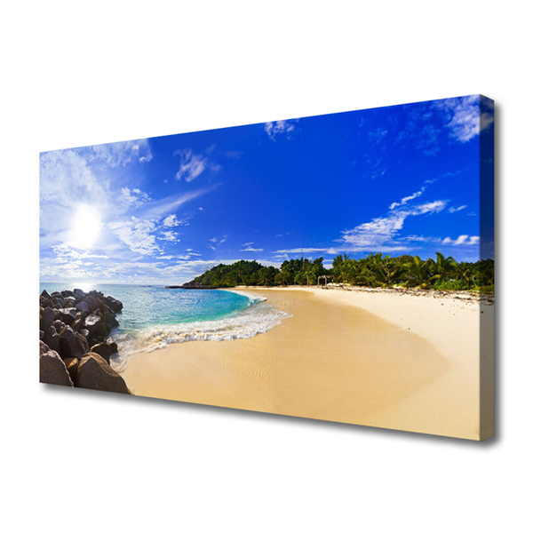 Photo sur toile Plage mer paysage jaune bleu brun