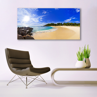 Photo sur toile Plage mer paysage jaune bleu brun