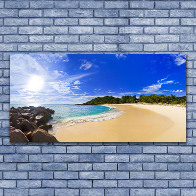 Photo sur toile Plage mer paysage jaune bleu brun