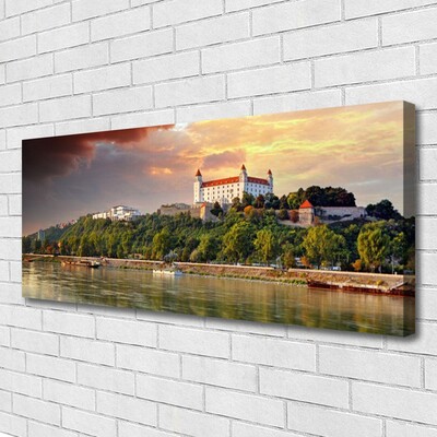 Photo sur toile Lac ville paysage blanc brun vert