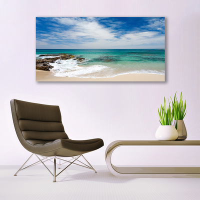 Photo sur toile Mer plage paysage blanc bleu