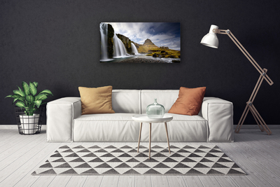 Photo sur toile Cascade montagnes paysage gris blanc