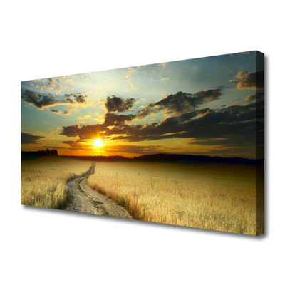 Photo sur toile Chemin prairie paysage gris jaune