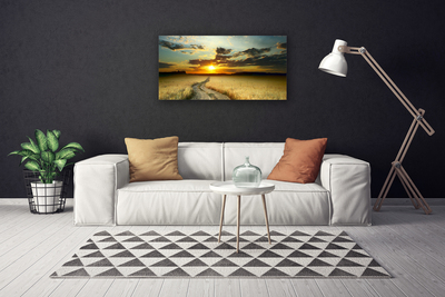 Photo sur toile Chemin prairie paysage gris jaune