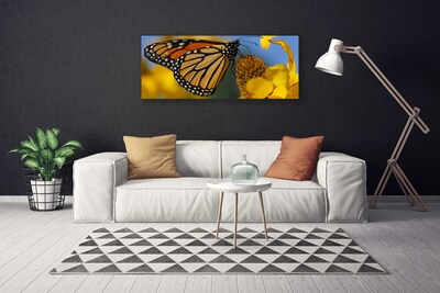 Photo sur toile Fleur papillon nature noir blanc jaune