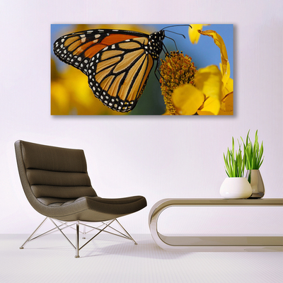 Photo sur toile Fleur papillon nature noir blanc jaune