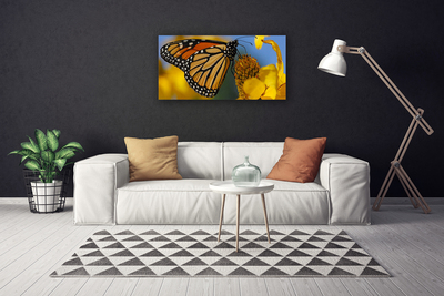 Photo sur toile Fleur papillon nature noir blanc jaune