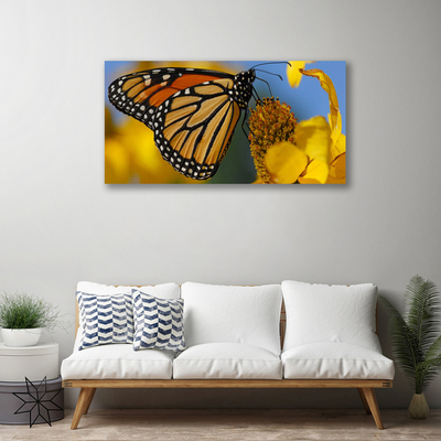 Photo sur toile Fleur papillon nature noir blanc jaune