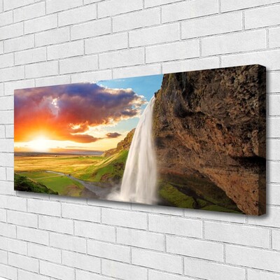 Photo sur toile Soleil chute d'eau paysage blanc jaune