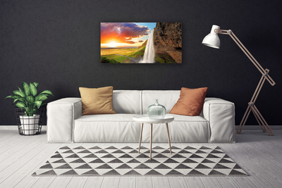 Photo sur toile Soleil chute d'eau paysage blanc jaune