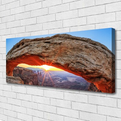 Photo sur toile Rocher soleil paysage gris orange jaune