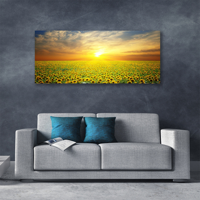 Photo sur toile Prairie tournesols nature jaune brun vert