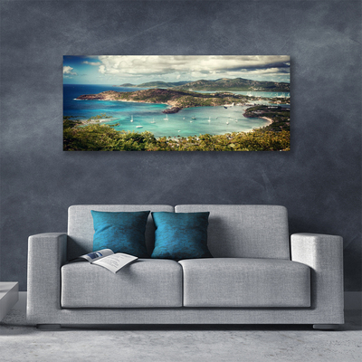 Photo sur toile Baie paysage gris vert bleu