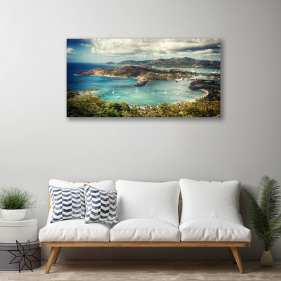 Photo sur toile Baie paysage gris vert bleu