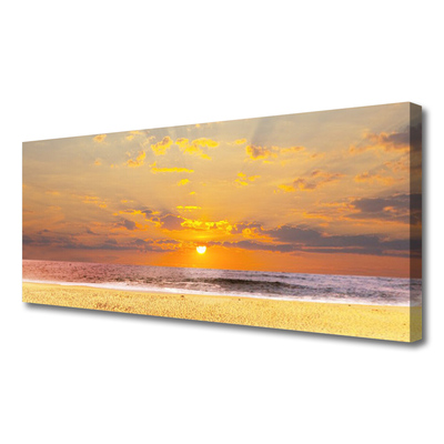 Photo sur toile Soleil plage mer paysage bleu jaune brun