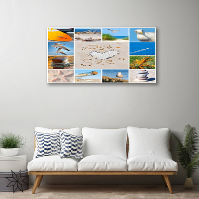 Photo sur toile Plage mer paysage brun jaune bleu vert