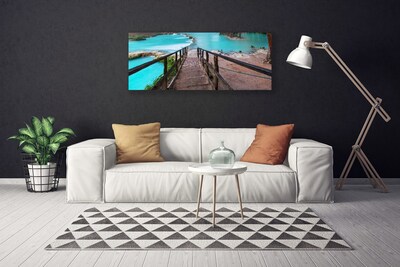 Photo sur toile Escaliers lac architecture brun noir bleu