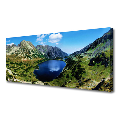 Photo sur toile Montagne lac paysage gris vert bleu