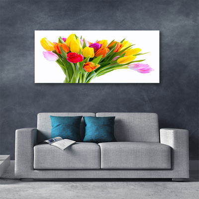 Photo sur toile Tulipes floral jaune rouge rose orange