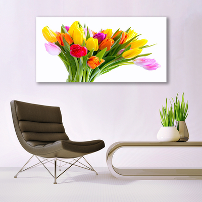 Photo sur toile Tulipes floral jaune rouge rose orange