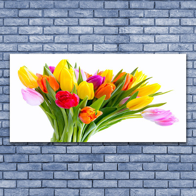 Photo sur toile Tulipes floral jaune rouge rose orange