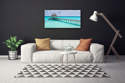 Photo sur toile Pont mer architecture bleu brun