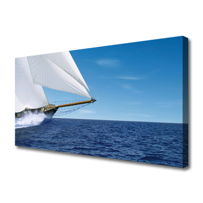 Photo sur toile Mer bateau paysage blanc bleu