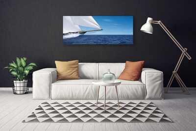 Photo sur toile Mer bateau paysage blanc bleu