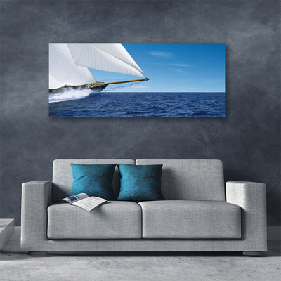 Photo sur toile Mer bateau paysage blanc bleu