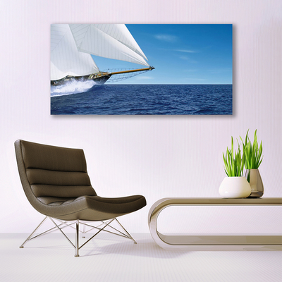 Photo sur toile Mer bateau paysage blanc bleu