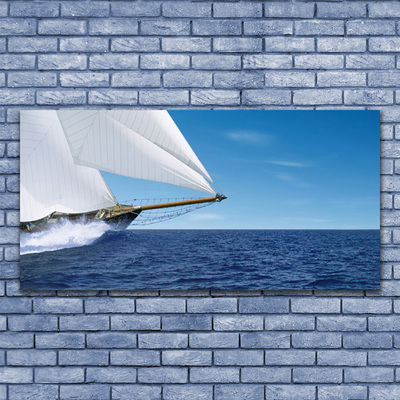 Photo sur toile Mer bateau paysage blanc bleu