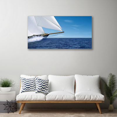 Photo sur toile Mer bateau paysage blanc bleu