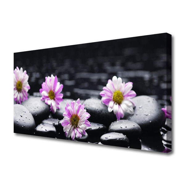 Photo sur toile Fleurs pierres floral rose blanc noir