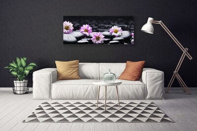 Photo sur toile Fleurs pierres floral rose blanc noir