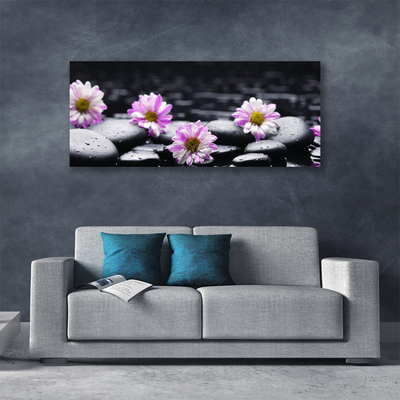 Photo sur toile Fleurs pierres floral rose blanc noir