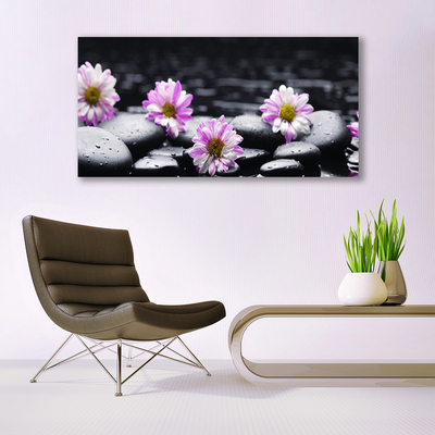 Photo sur toile Fleurs pierres floral rose blanc noir