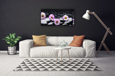 Photo sur toile Fleurs pierres floral rose blanc noir