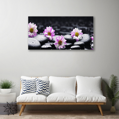 Photo sur toile Fleurs pierres floral rose blanc noir