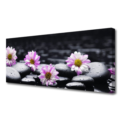 Photo sur toile Fleurs pierres floral rose blanc noir