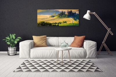 Photo sur toile Arbres champ paysage vert brun