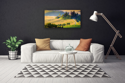 Photo sur toile Arbres champ paysage vert brun