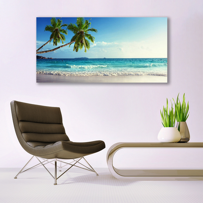 Photo sur toile Palm beach sea paysage brun vert gris bleu