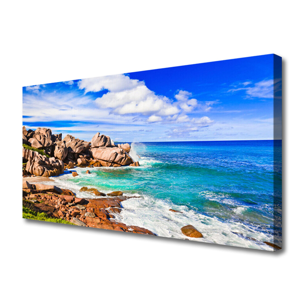 Photo sur toile Plage mer paysage brun gris bleu