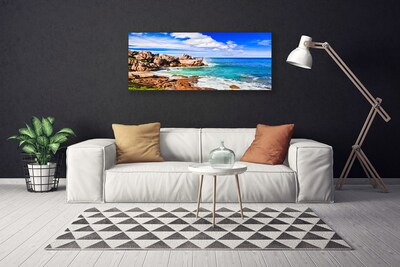 Photo sur toile Plage mer paysage brun gris bleu