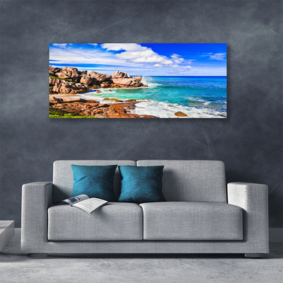 Photo sur toile Plage mer paysage brun gris bleu