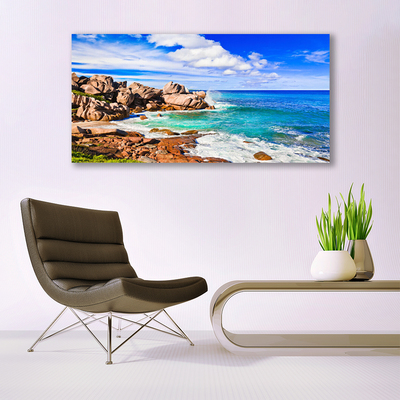 Photo sur toile Plage mer paysage brun gris bleu