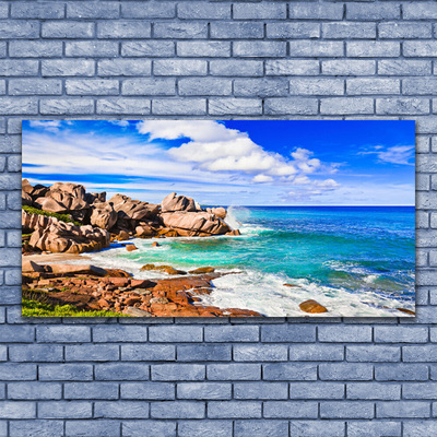 Photo sur toile Plage mer paysage brun gris bleu